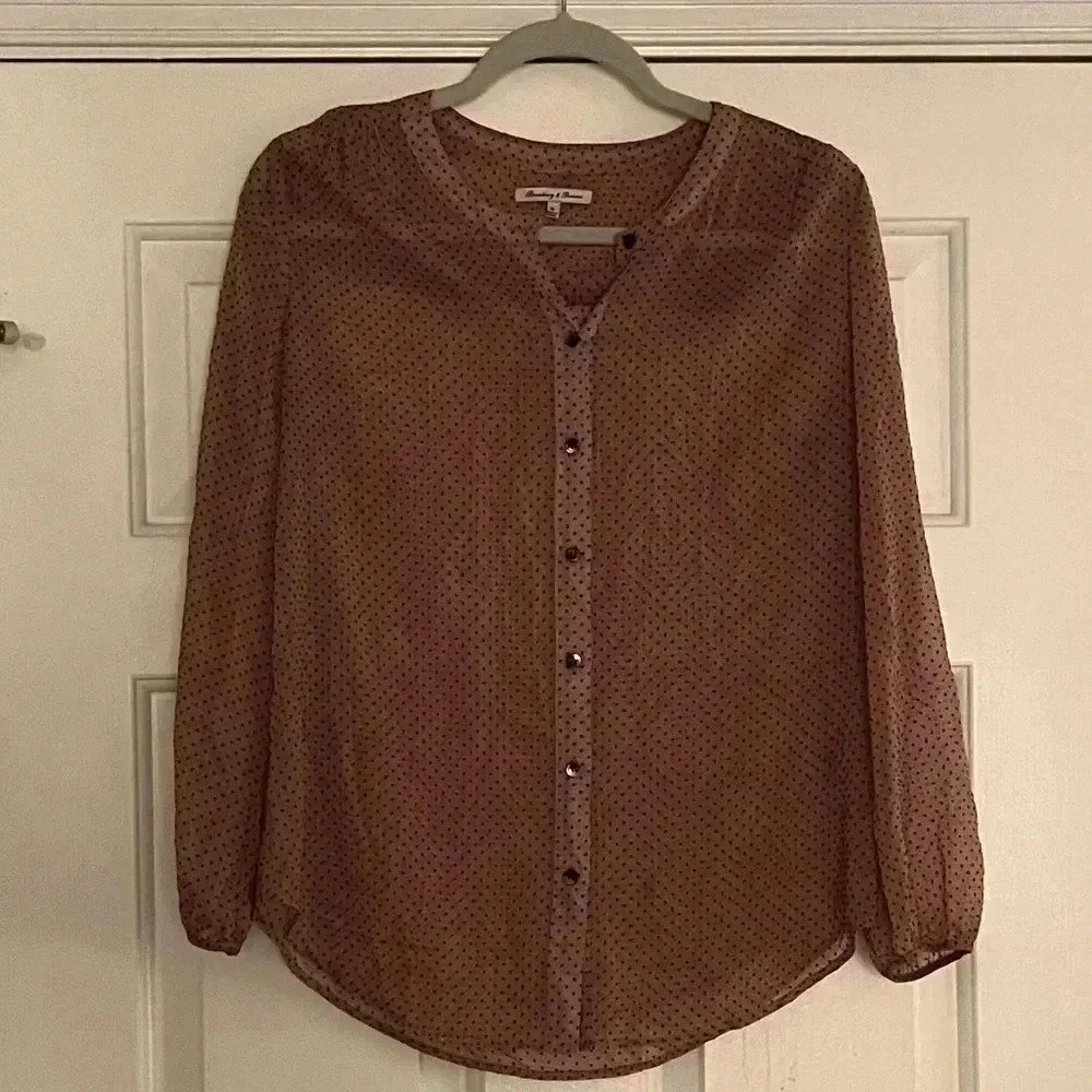 Madewell Broadway and Broome polka dot dusty rose blouse size M